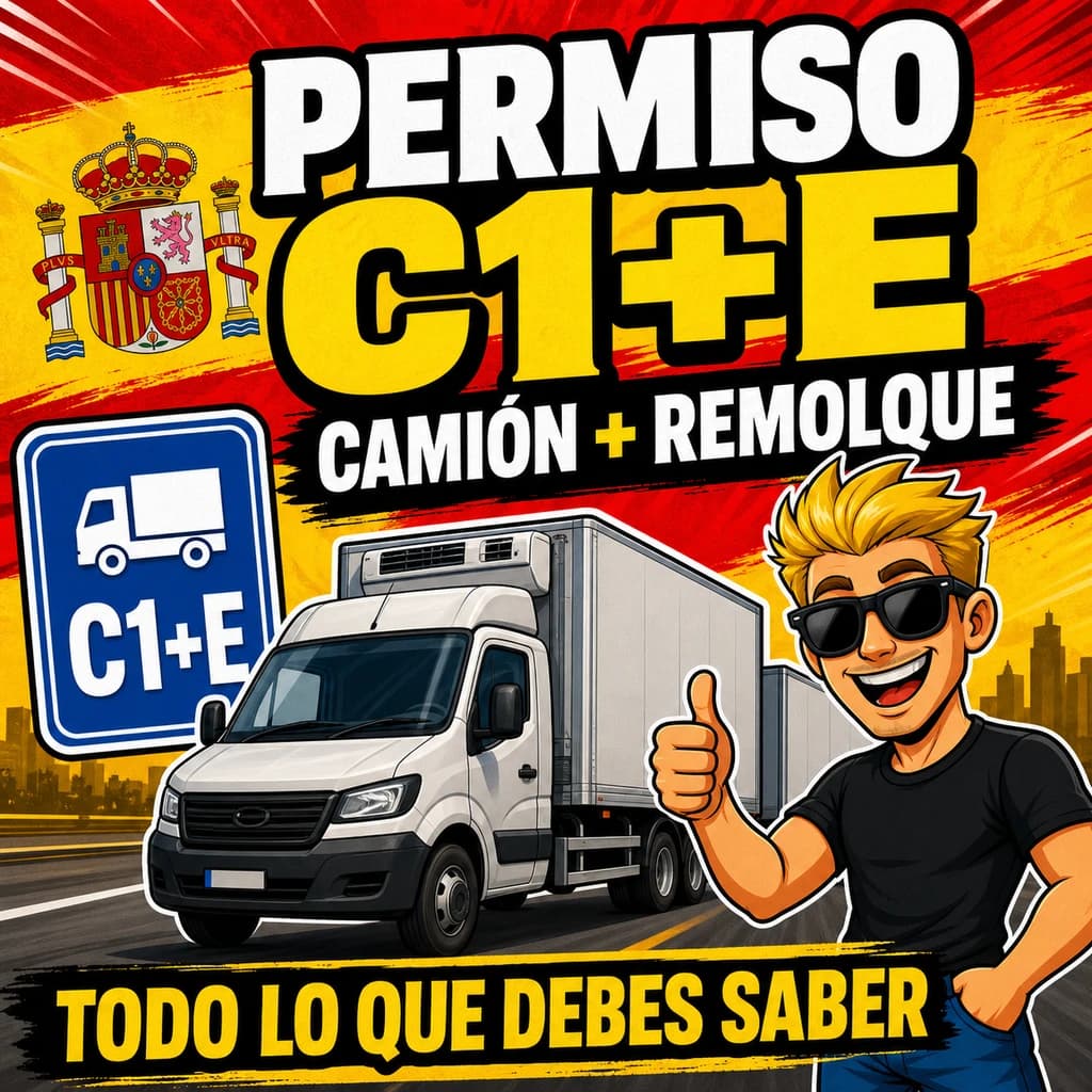 Permiso C1+E en España: camión ligero con remolque y examen