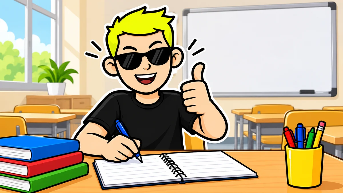 Ilustración de un aula de formación vial con un conductor tomando notas