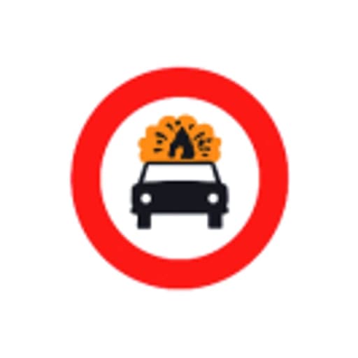 Entrada prohibida a vehiculos que transporten mercancias explosivas o inflamables