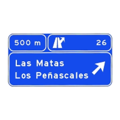 Presenalizacion de direcciones en una autopista o una autovia hacia cualquier carretera