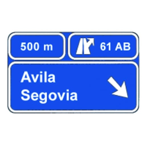 Presenalizacion en autopista o autovia de dos salidas muy proximas hacia cualquier carretera