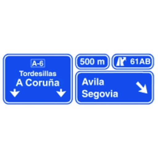 Presenalizacion en autopista o autovia de dos salidas muy proximas hacia cualquier carretera y direccion propia
