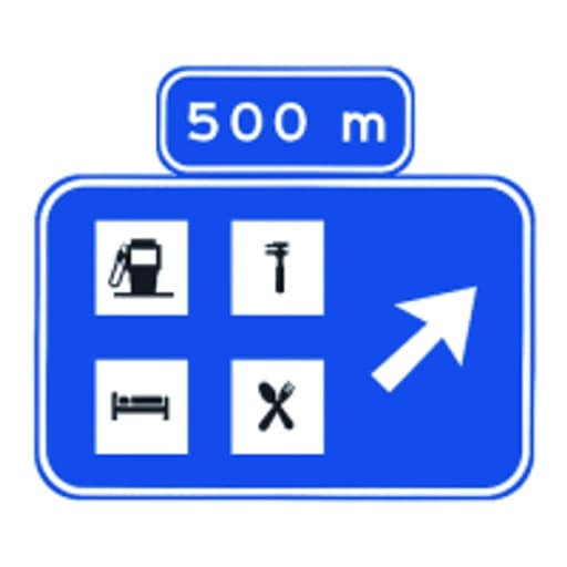 Presenalizacion en autopista o autovia de una zona o area de servicios con salida exclusiva