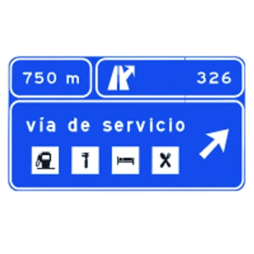 Presenalizacion en autopista o autovia de una via de servicio con salida compartida