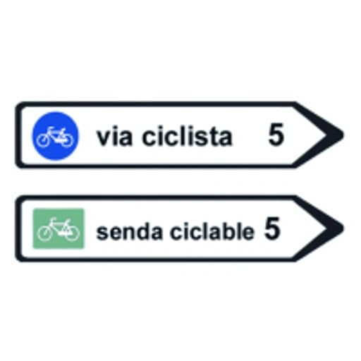 Senal de destino hacia una via ciclista o senda ciclable