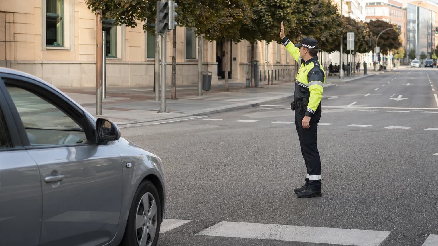 Si el agente levanta el brazo y no podemos detener nuestro vehículo en condiciones de seguridad…