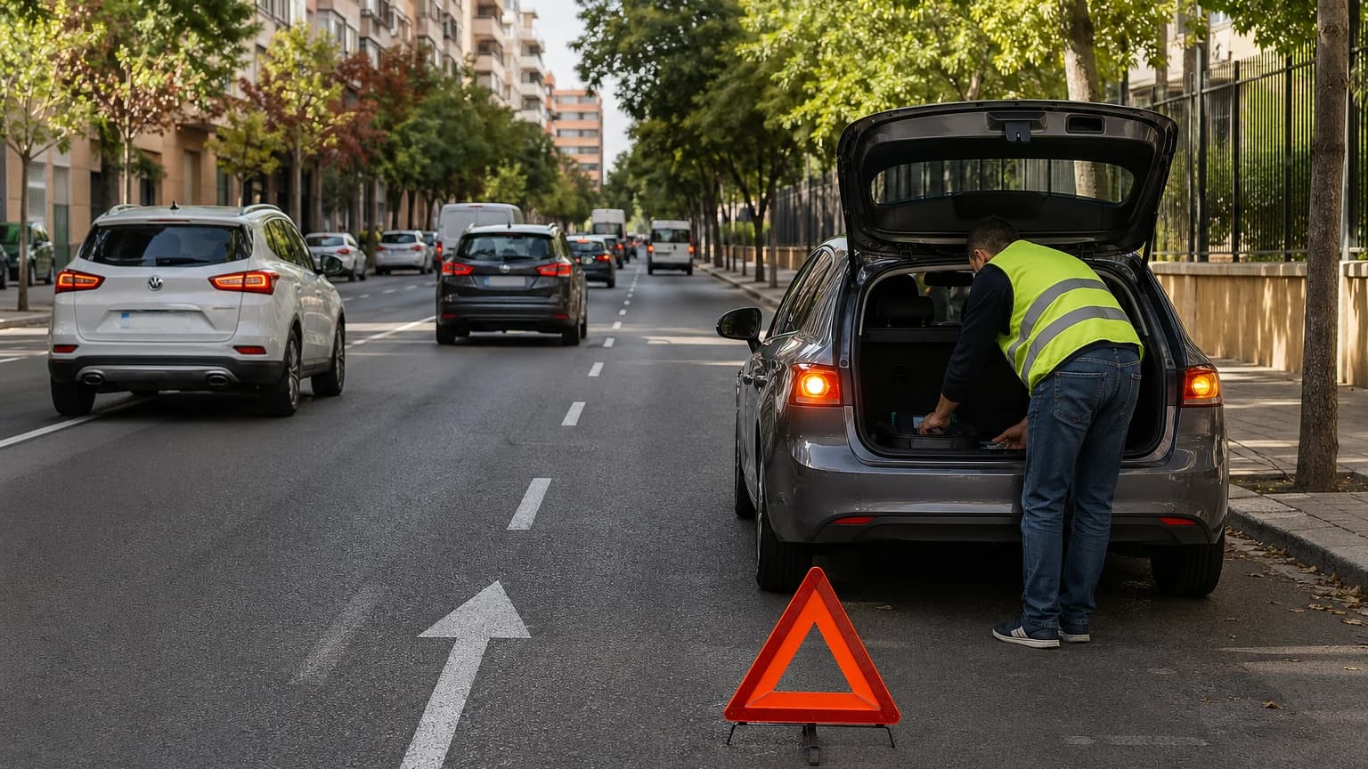 ¿Cómo señalizará una situación de emergencia en una vía urbana de sentido único?