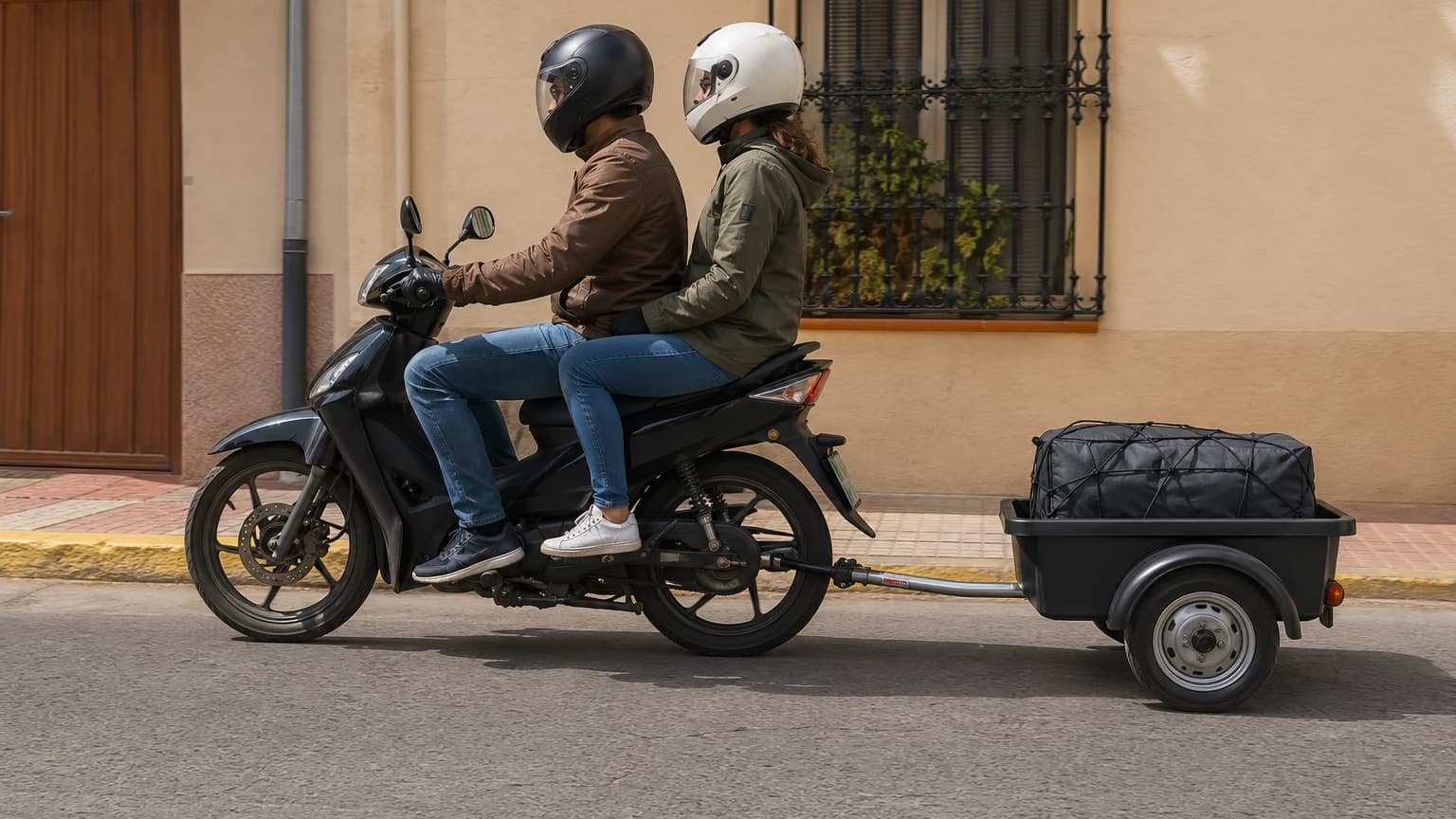 Cuando transporte un pasajero en un ciclomotor con remolque, ¿dónde se colocará?