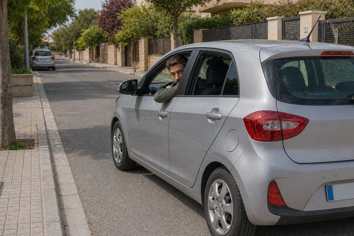 Antes de dar marcha atras con un turismo o vehiculo del permiso B, debes: