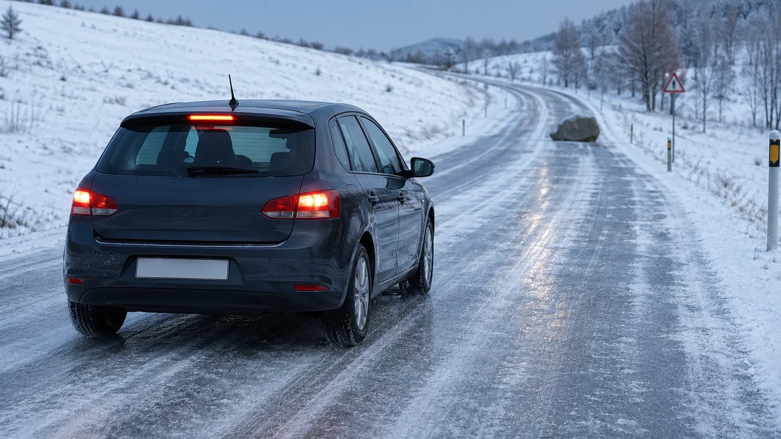 ¿Cuánto puede llegar a aumentar la distancia de frenado en una calzada con hielo?