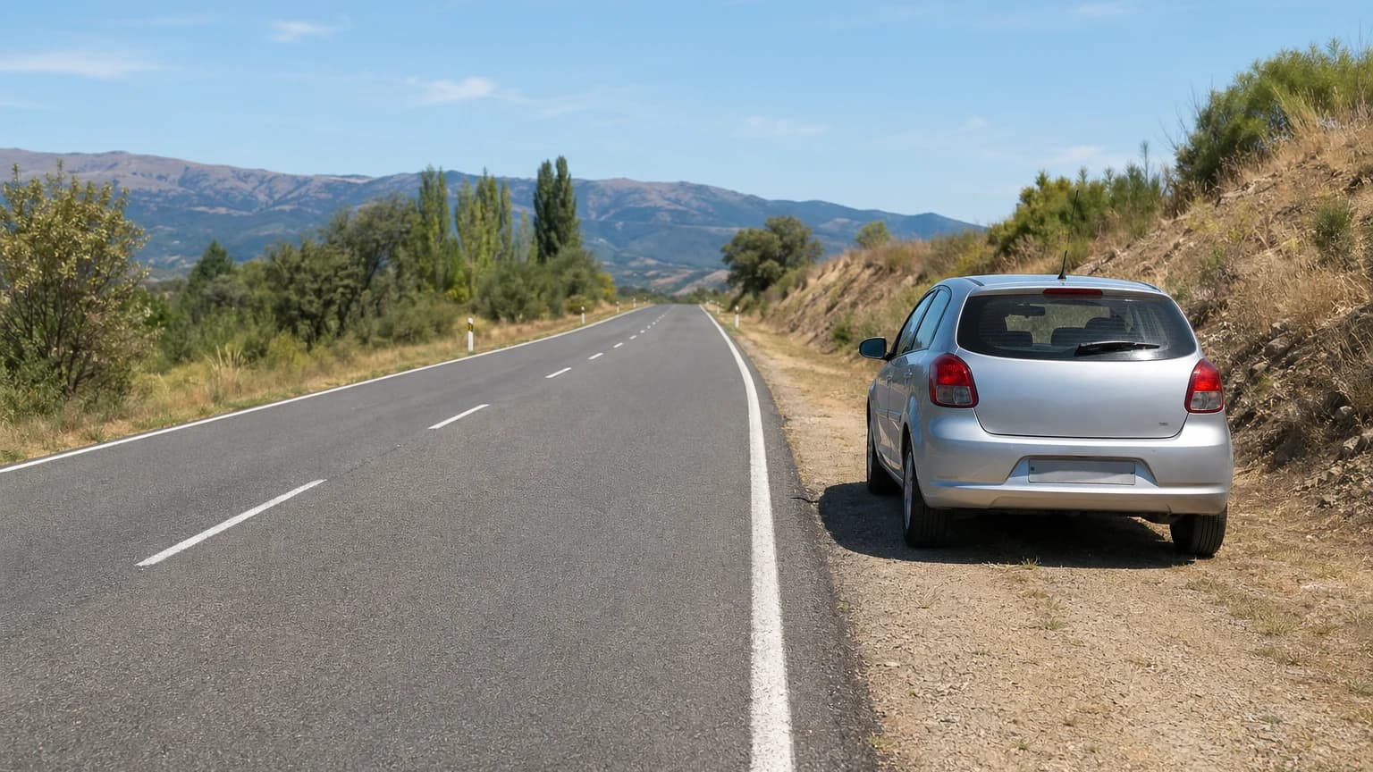 ¿Dónde debe estacionarse un vehículo en vía interurbana de sentido único?