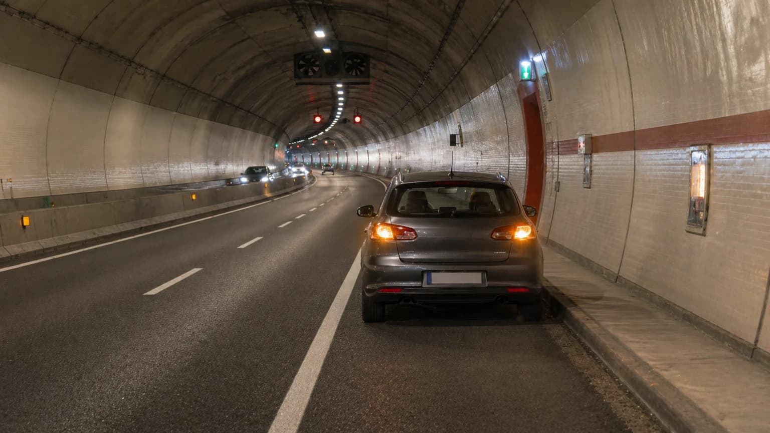 Si debido a una avería, un vehículo queda inmovilizado en el interior de un túnel, su conductor, siempre que sea posible deberá...