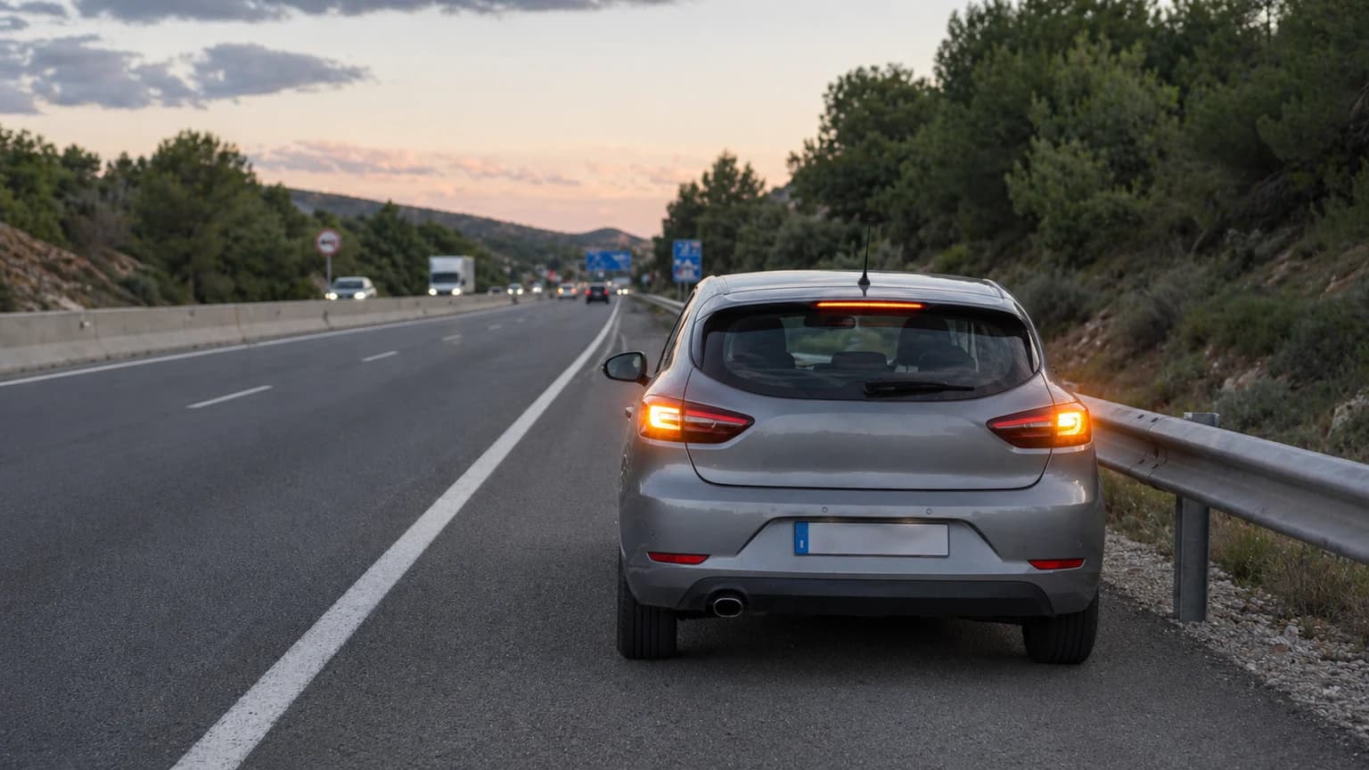 ¿Qué luz se debe accionar para advertir de la inmovilización de un vehículo en la autopista?