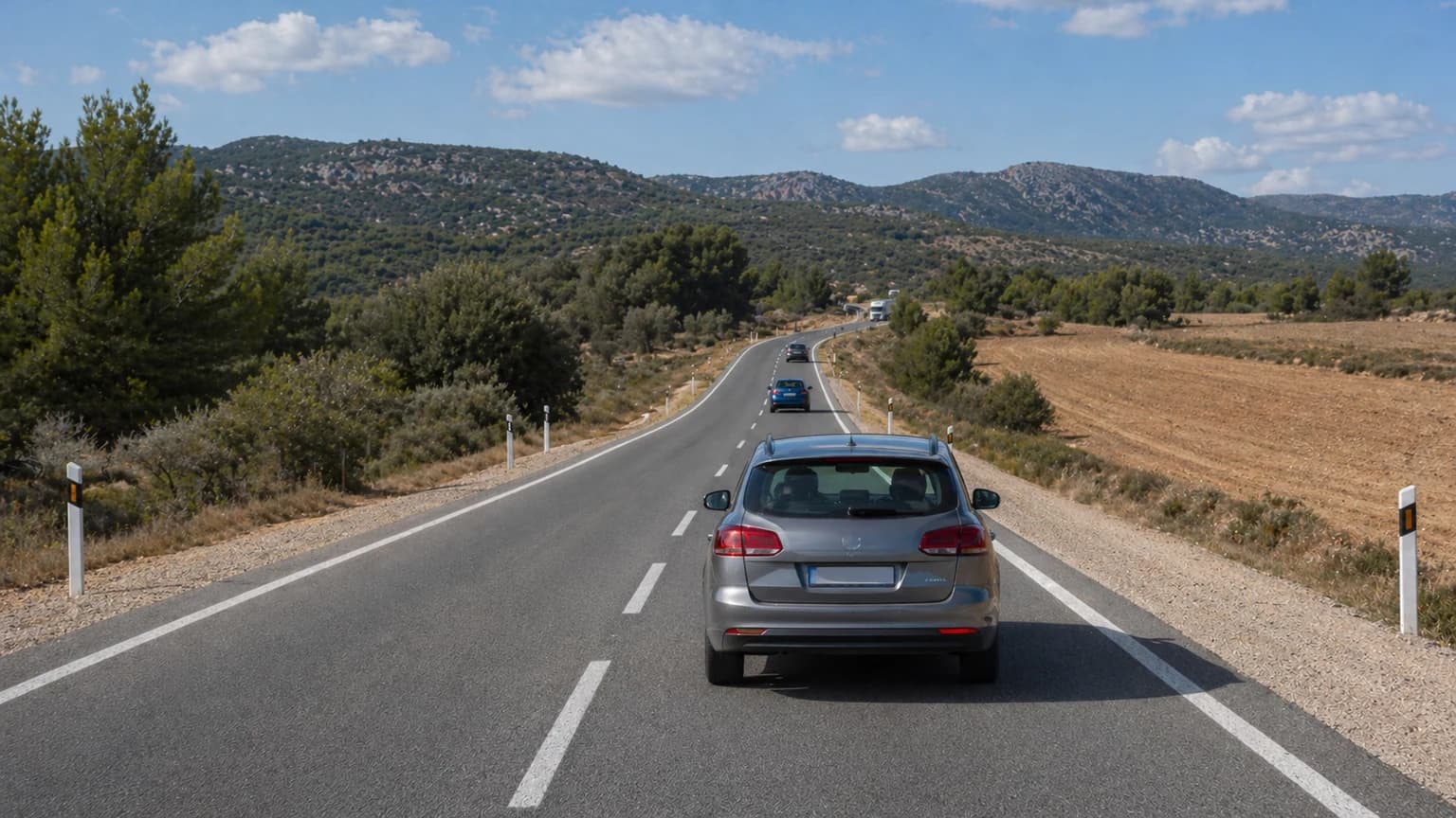 En esta carretera convencional, se prohíbe circular a los turismos a una velocidad inferior a...
