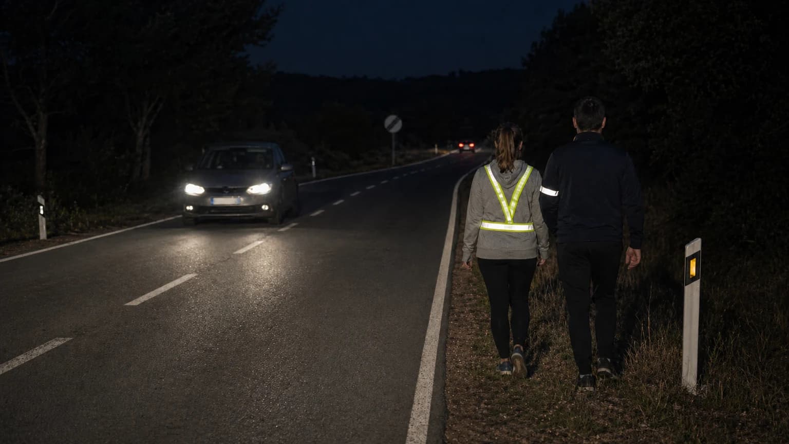 Los peatones que circulen de noche por el arcén, ¿deben ir provistos de un elemento luminoso o retrorreflectante?