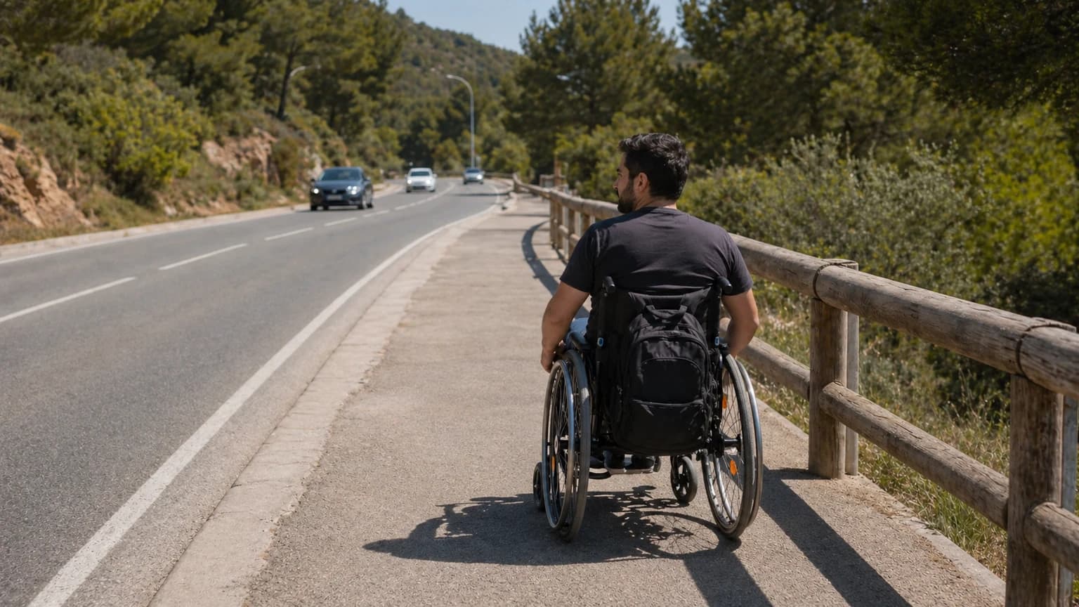 Una persona en silla de ruedas, ¿puede circular por una carretera?
