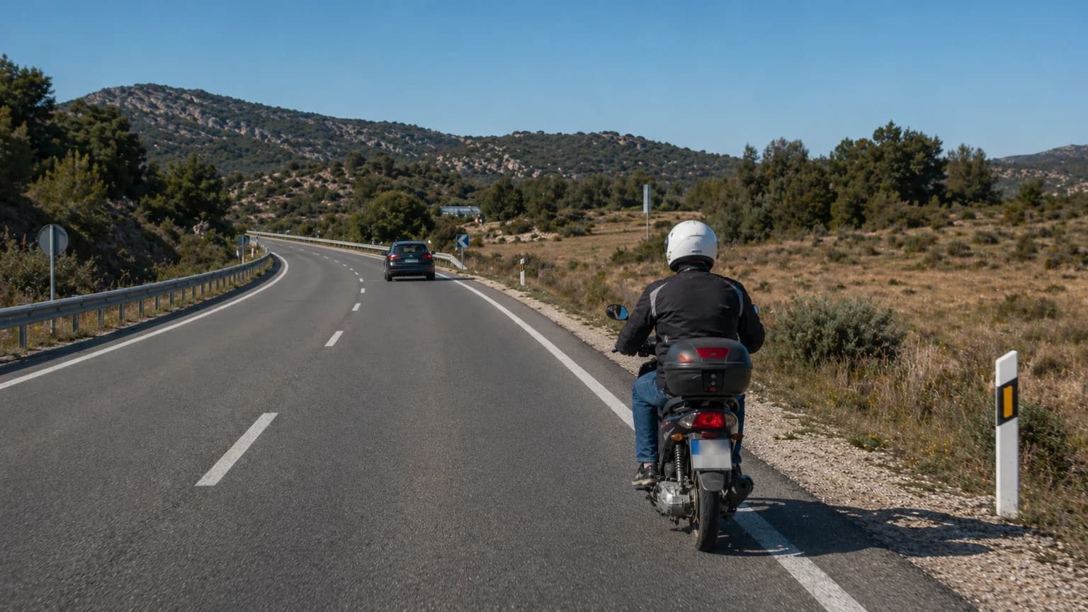 ¿Por dónde deben circular los ciclomotores en vías interurbanas cuando no existe un carril exclusivo para ciclomotores?