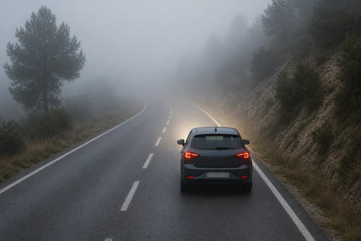 Si su vehículo no tiene luz antiniebla delantera, ¿qué alumbrado debe encender en caso de niebla?