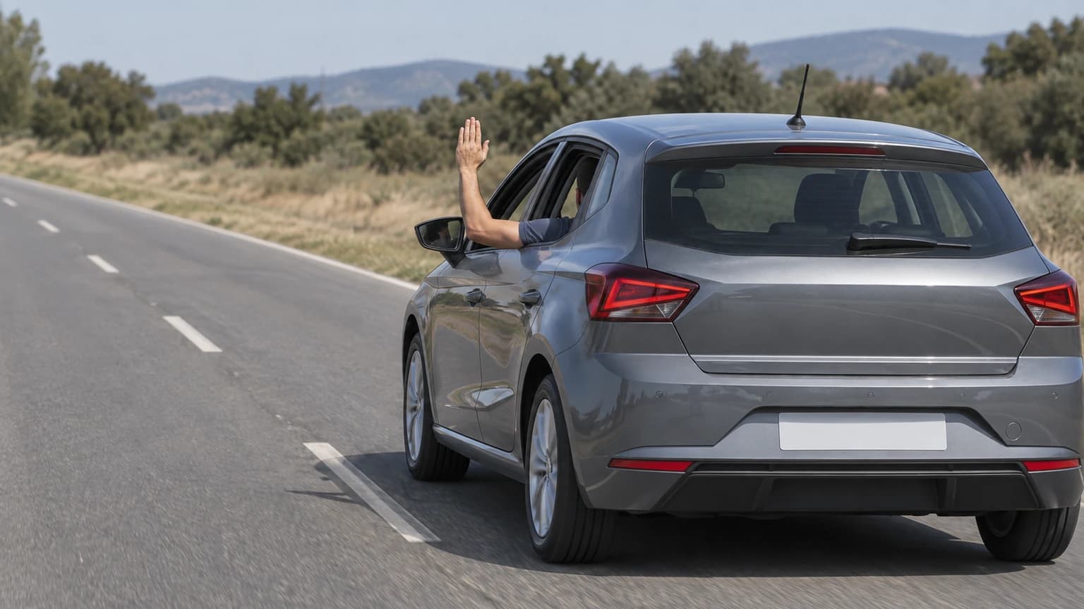 The driver in the photograph is indicating that they are going to...