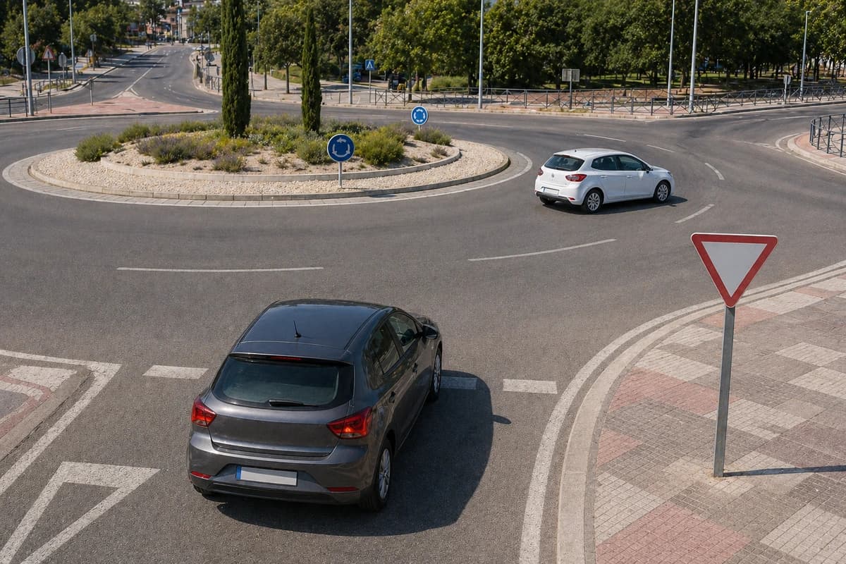 At a roundabout, unless signs indicate otherwise, priority is usually held by: