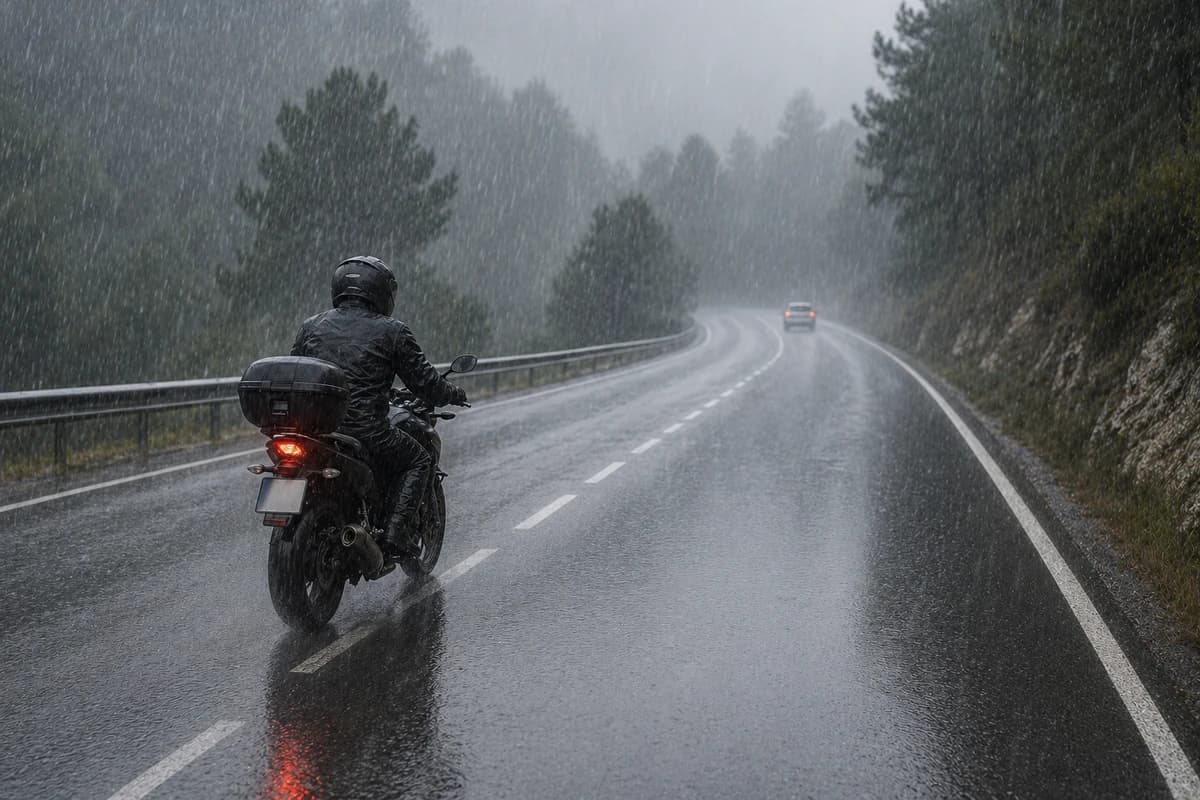 Cuando usted va en moto con lluvia fuerte, es obligatorio...
