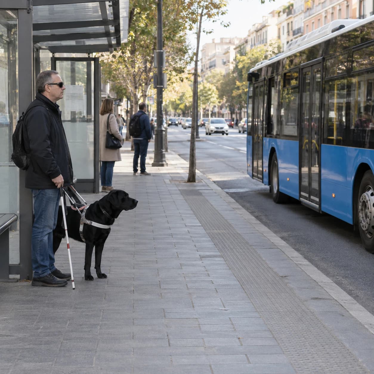 A visually impaired person wants to board a public service bus with a duly recognised and identified guide dog and meets the applicable requirements. Must the dog be allowed to accompany the user?