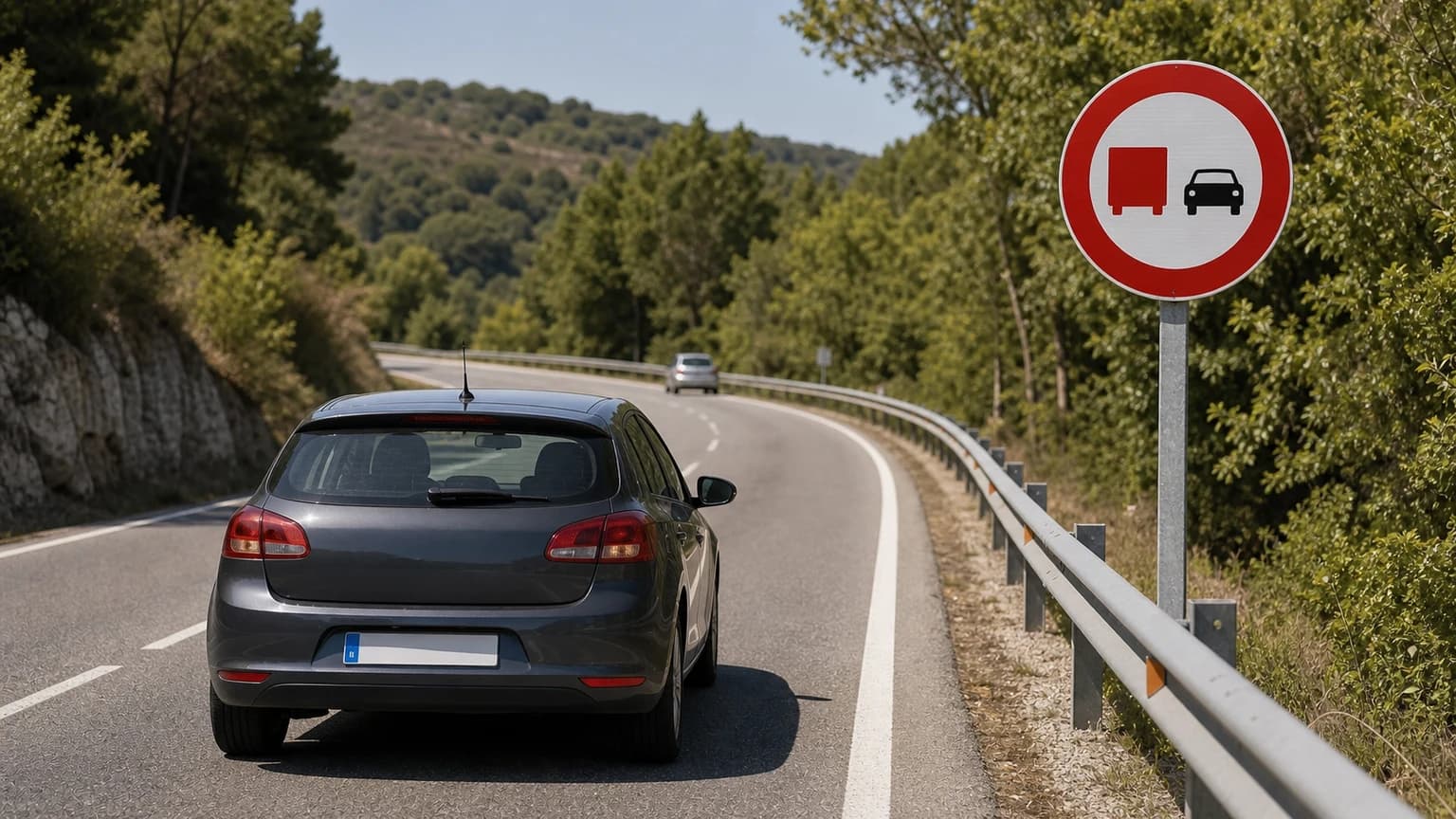 Circula con un turismo, ¿le prohíbe esta señal realizar un adelantamiento?