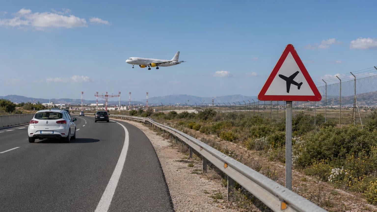 ¿De qué advierte la señal de advertencia de peligro de aeropuerto?
