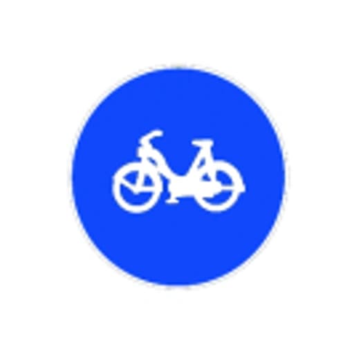 Considering only this reserved and compulsory cycle-route sign, may a moped rider use the route?