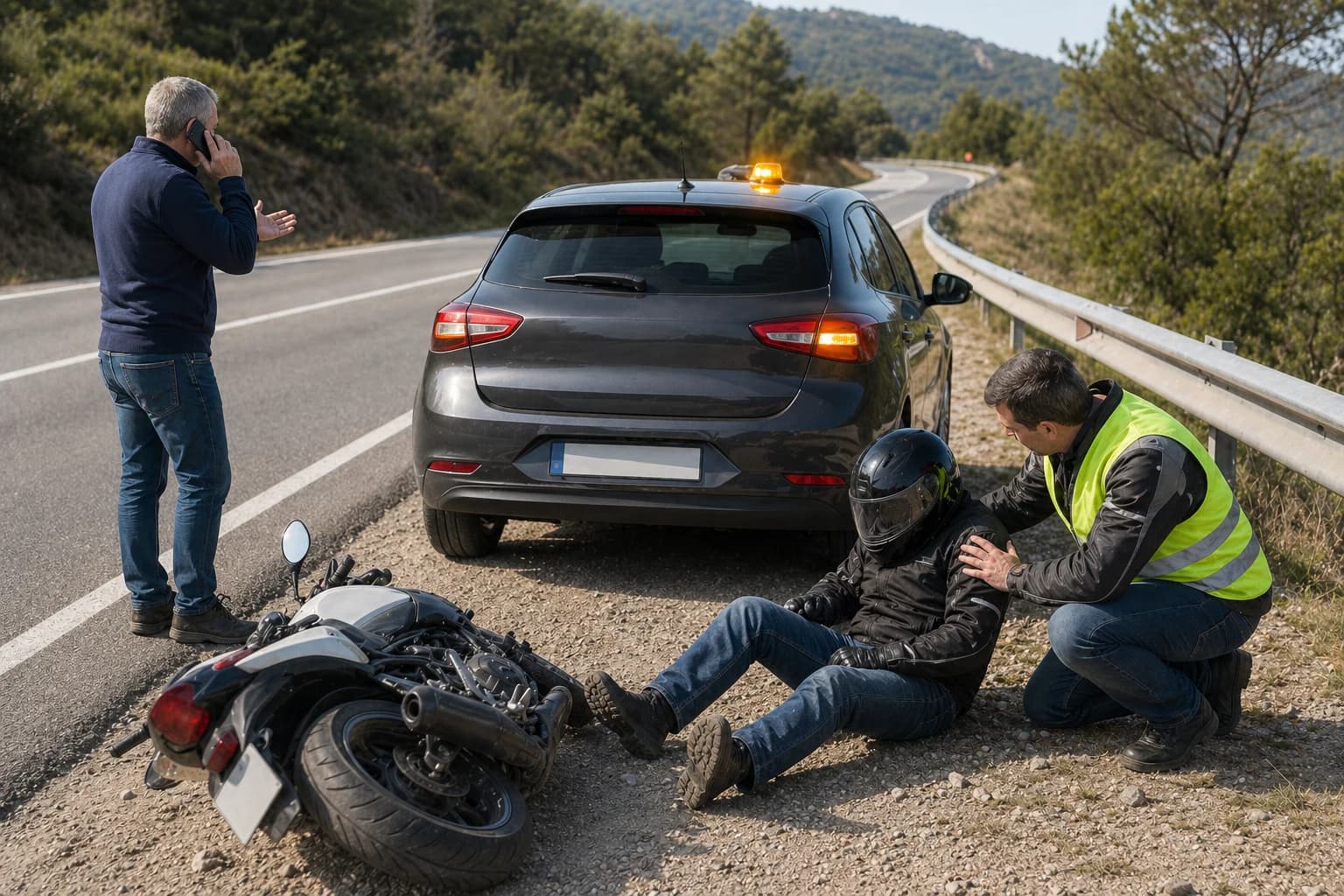 Si ha presenciado el accidente que se ve en la fotografía, y no se encuentra implicado en el mismo, ¿cómo actuará en esta situación?