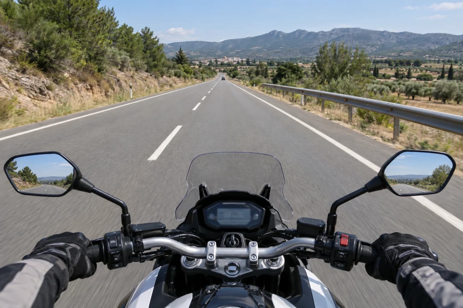 The rear-view mirrors on your motorcycle are correctly adjusted and aligned. Is it possible for angles or blind spots to occur when you look in the rear-view mirrors?