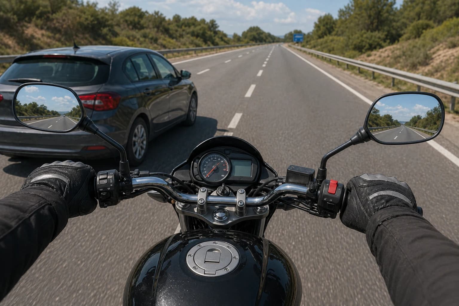 Los espejos retrovisores de su motocicleta están bien reglados y orientados.¿Es posible que se produzcan ángulos o zonas muertas cuando observe por los espejos retrovisores?