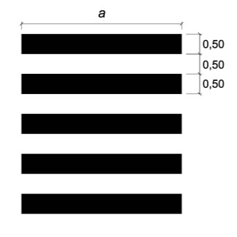 What does this road-marking schematic represent? The black bands in the drawing represent white markings on the carriageway.