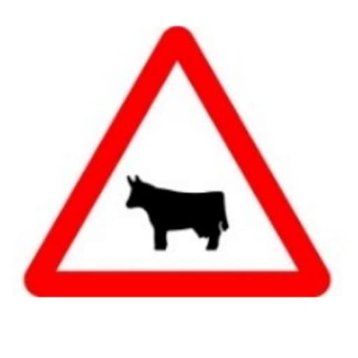 Does the sign shown, without a “cañada” panel, by itself give crossing domestic animals priority?